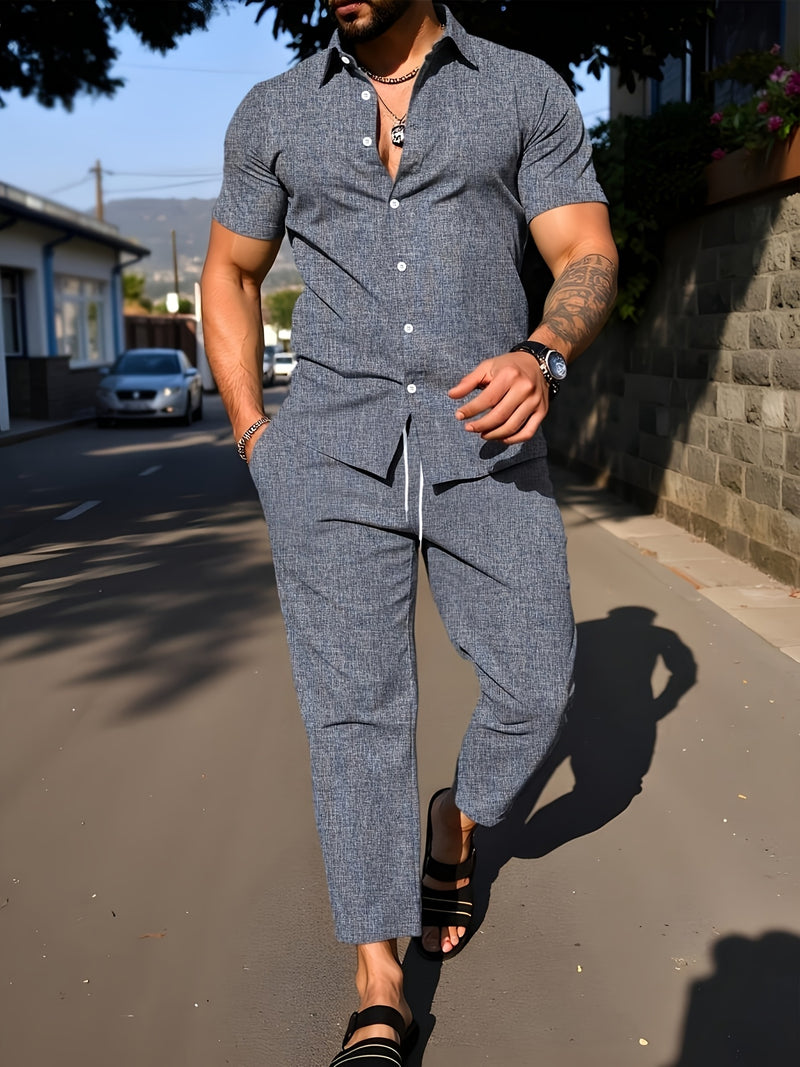 Men's Fashion Classic Solid Color Textured Fabric Button.