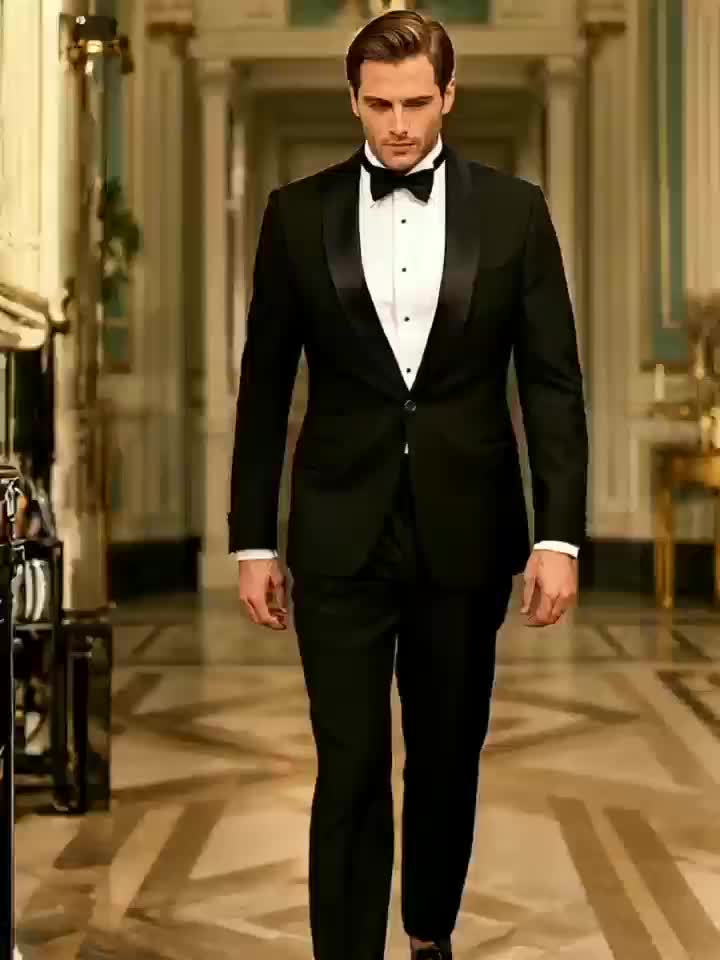 Men's 3pcs Wedding Suit Set - Slim Fit Business Suit Jacket + Single-Breasted Vest.