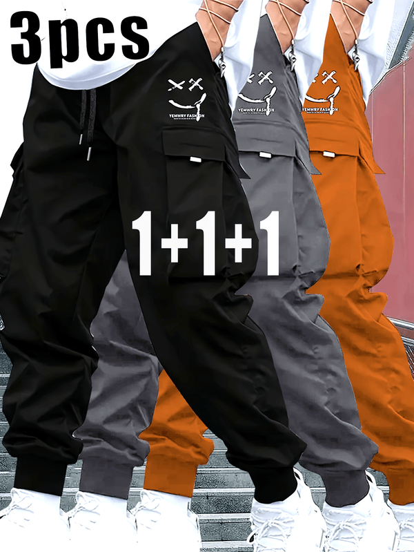 3pcs Men's Heavy-Duty Work Pants.