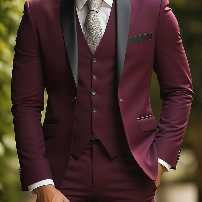 Men's Three-Piece Suit, Large Size, Includes Suit Trousers.