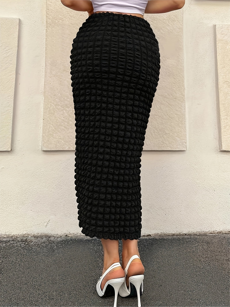 Bubble Grid Design Half-Length Skirt.