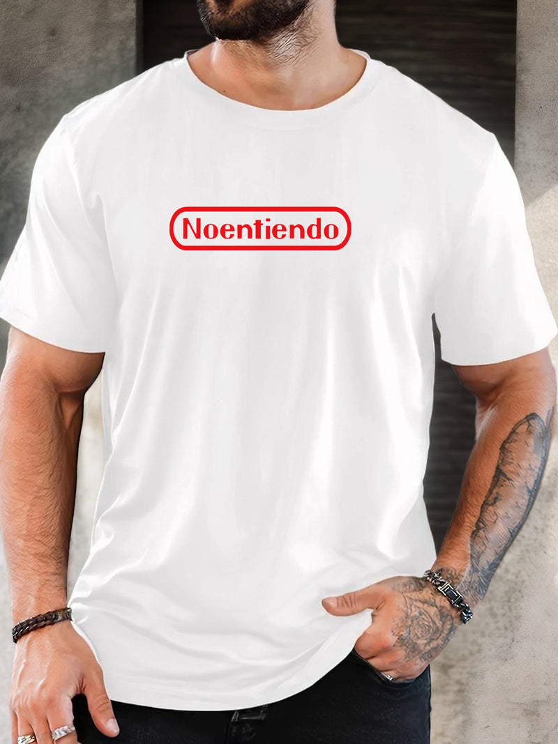 Men's Spanish "No Entiendo" Print Solid Color Casual T-Shirt.