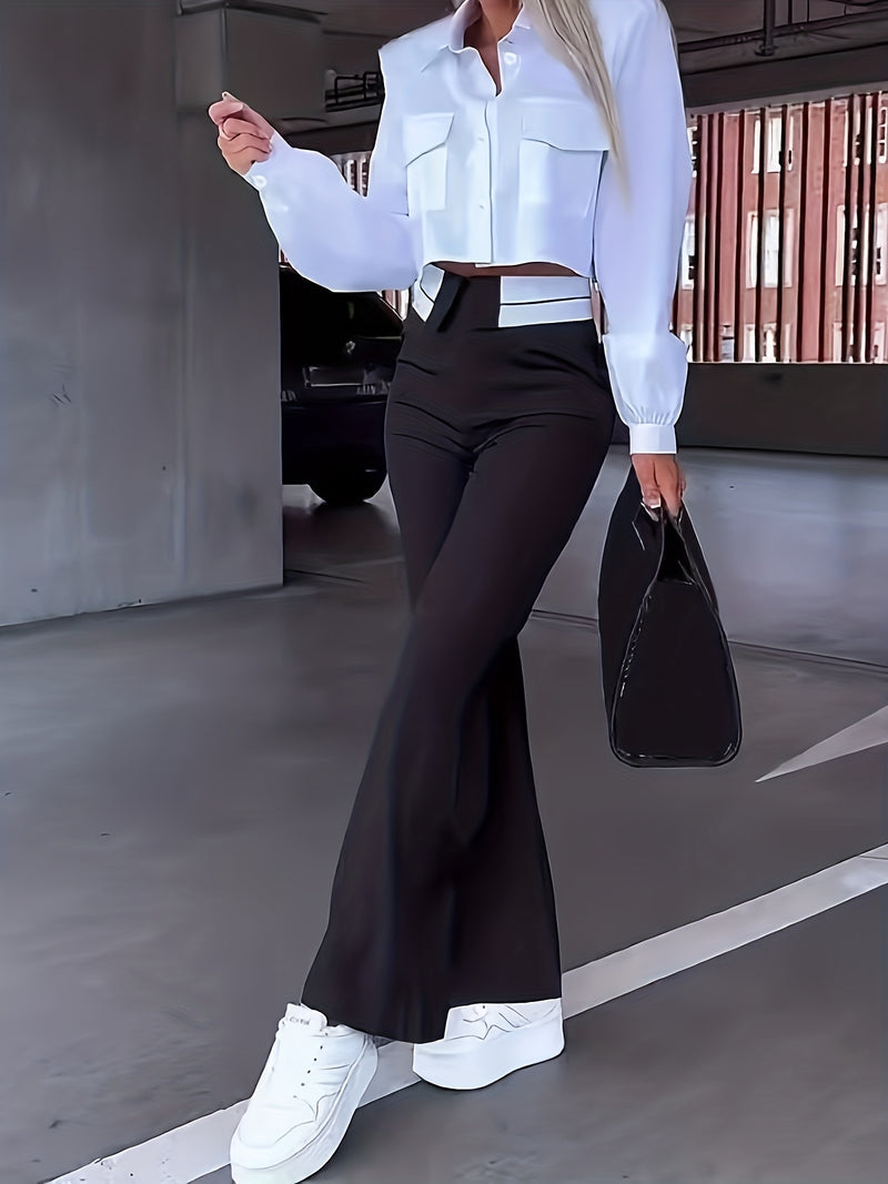 Women's Elegant and Stylish Casual Commuter Color-Matching Outfit Set.