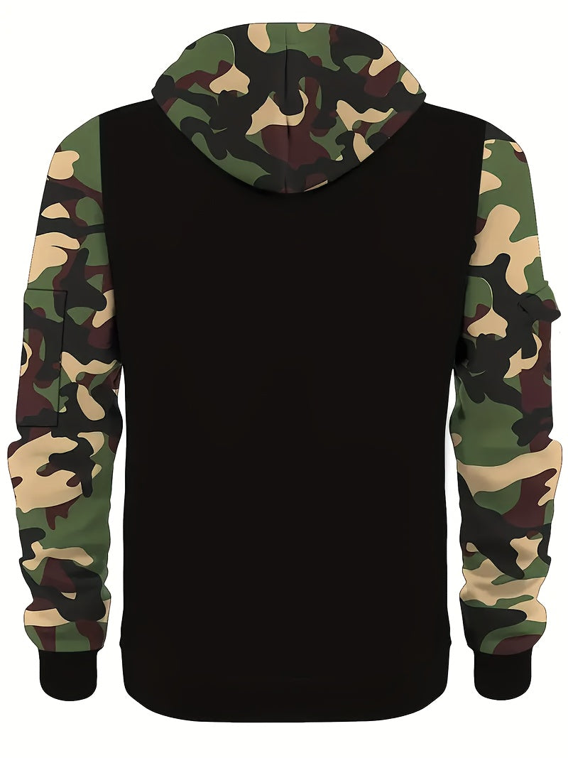 Men’s A Set of Two Trendy Camouflage Hoodies with a Half-Zip Design.