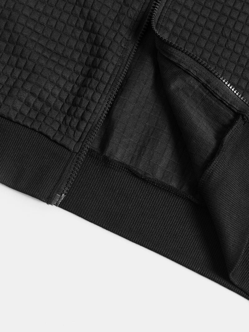 Women's Casual Waffle Zip-Up Hoodie.