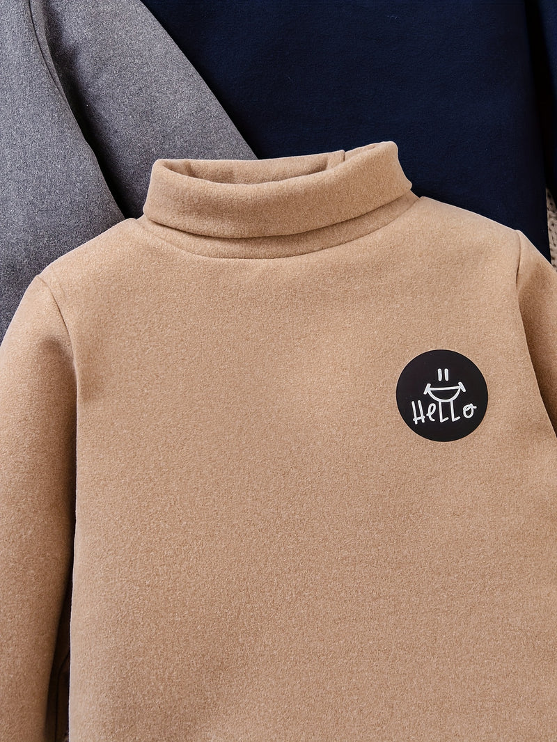 A Set of Three Unisex High-Neck Thermal Tops for Boys And Girls.