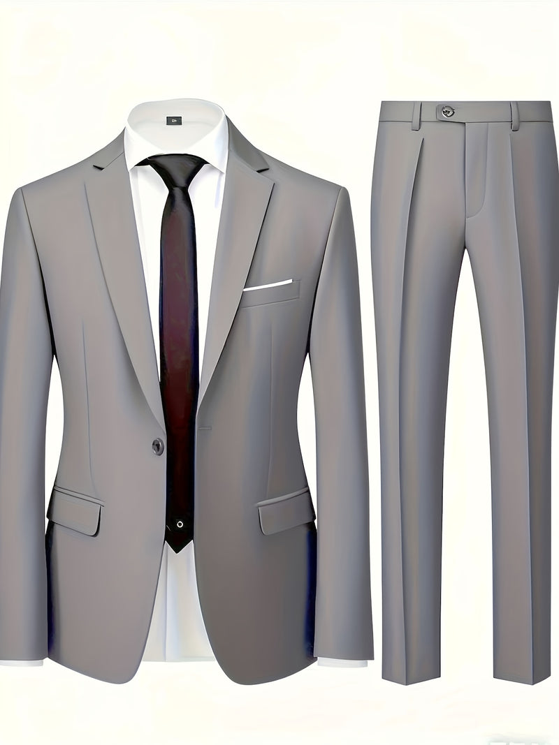 Men's 2pcs Suit, Including a Blazer And Trousers.