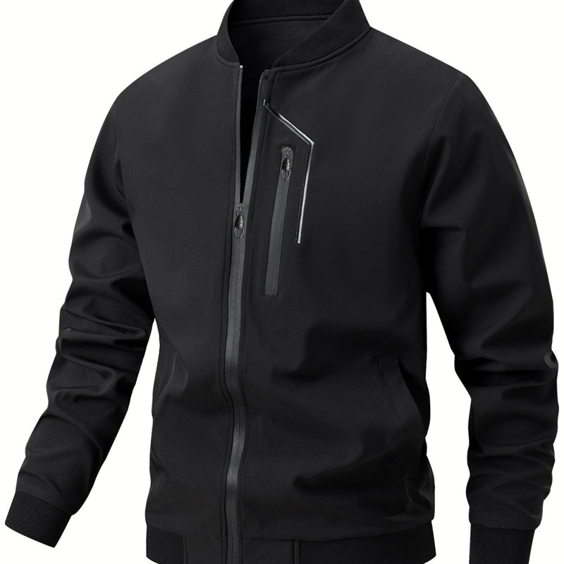 Men'S Casual Bomber Jacket | Spring-Autumn, Non-Stretch, Baseball Collar.