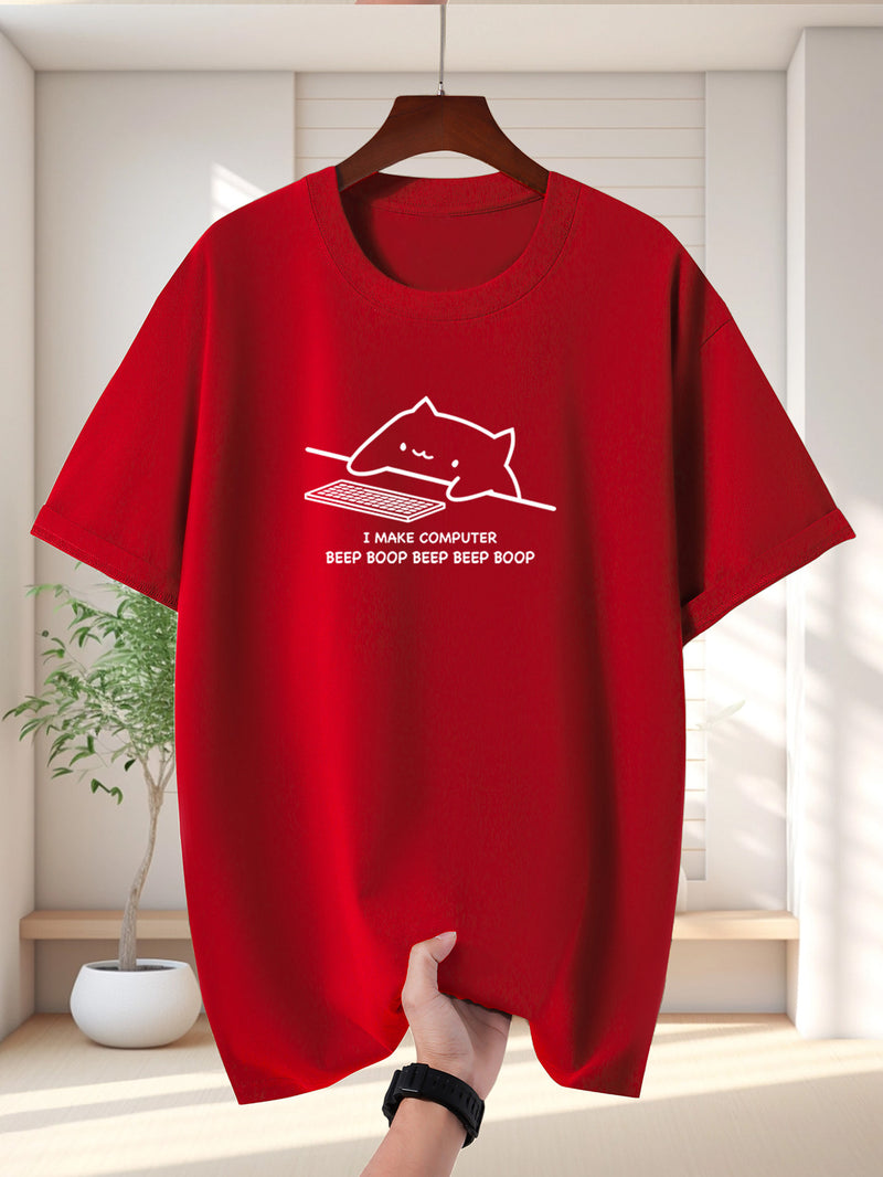 Men's Pure Cotton New Fashion Letter Design Print Casual Short Sleeve.