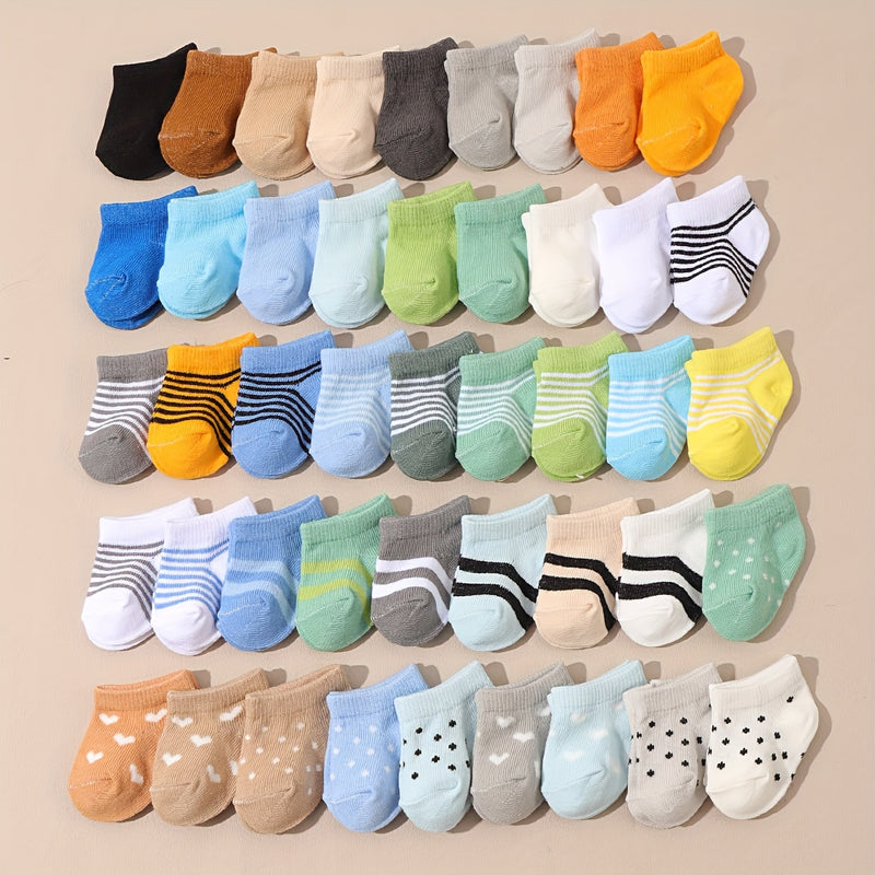 12 Pairs of Random Solid Color Polka Dot and Striped Short Socks.