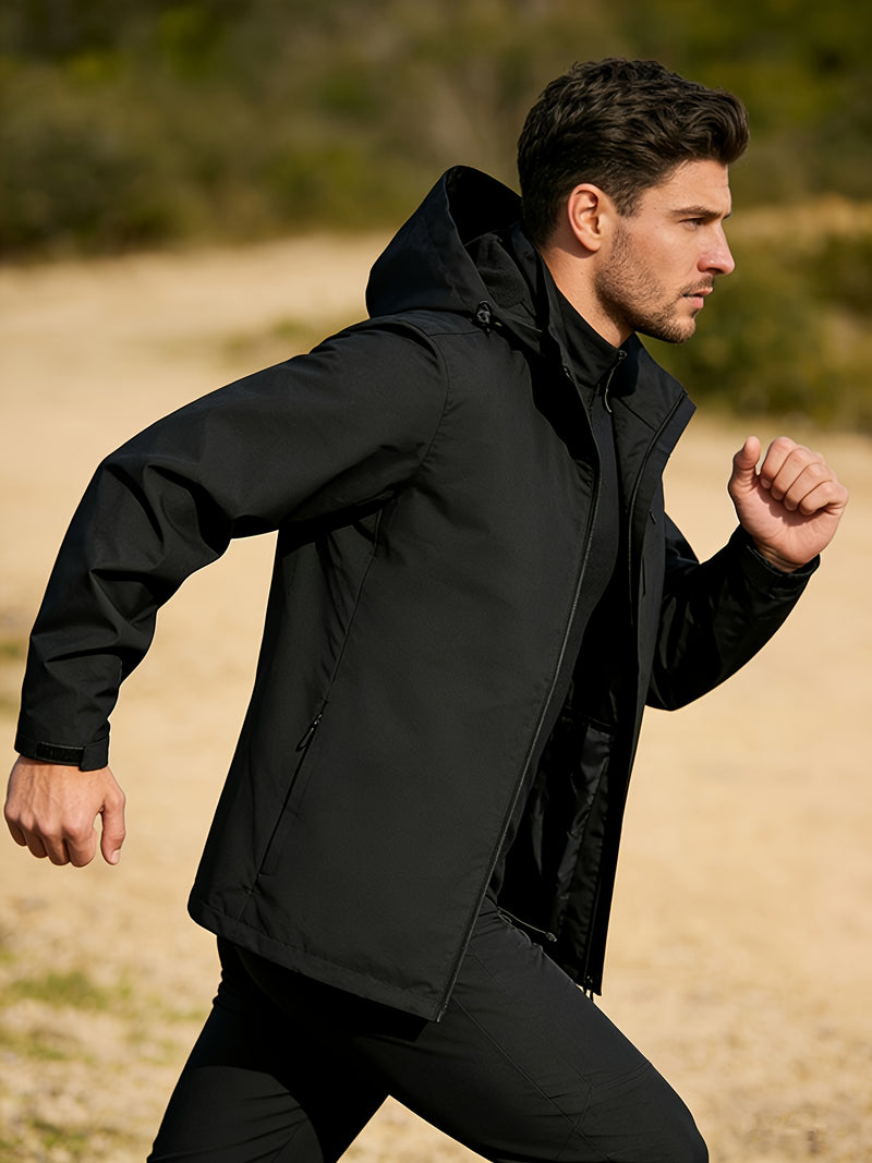Spring Men'S Sports Jacket | Long Sleeve, Hooded, Zipper Closure.