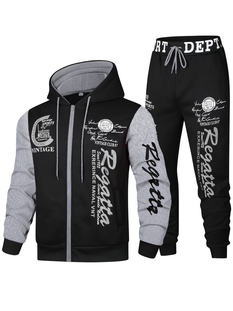 Men's Casual Sports Two-Piece Set Includes a Hooded Sweatshirt And Pants.