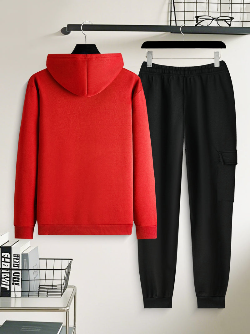 Men's Casual 2pcs Set, Fashion Long Sleeve Streetwear Hoodie.