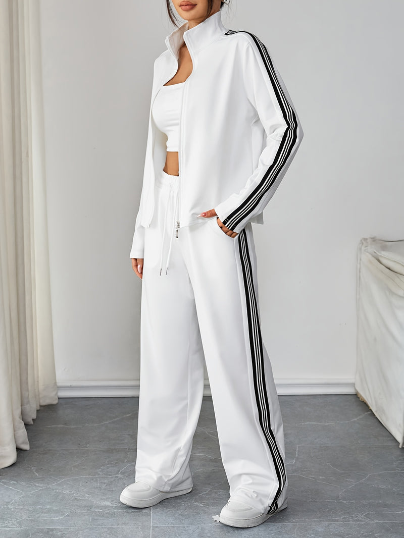 Women's 2pcs Set: Long-Sleeve Zipper Jacket and Long Pants.