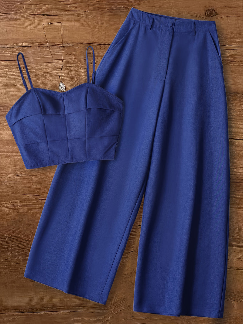 Women’s Solid Color Pants and Camisole Set.