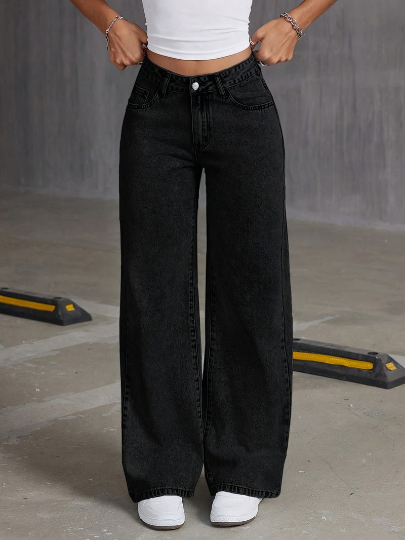Women's Wide-Leg Stretch Denim Pants.