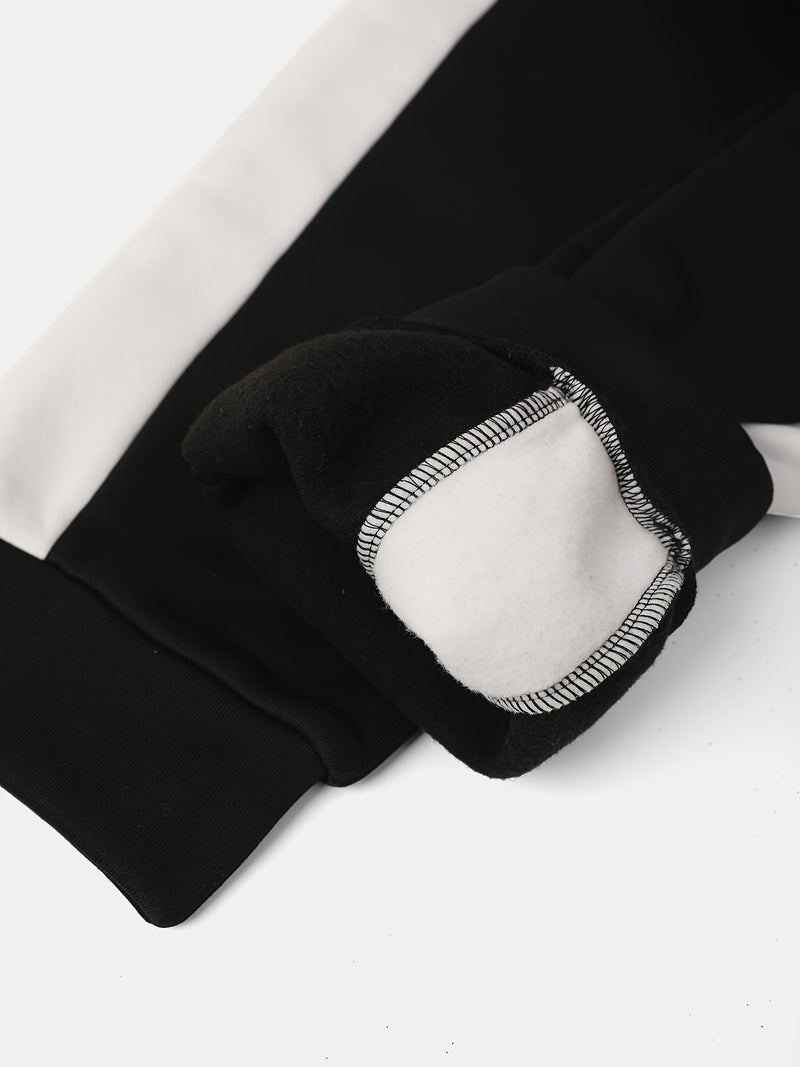 Men's Autumn And Winter Zip-Up Long Sleeve Sweatshirt And Long Pants Set.