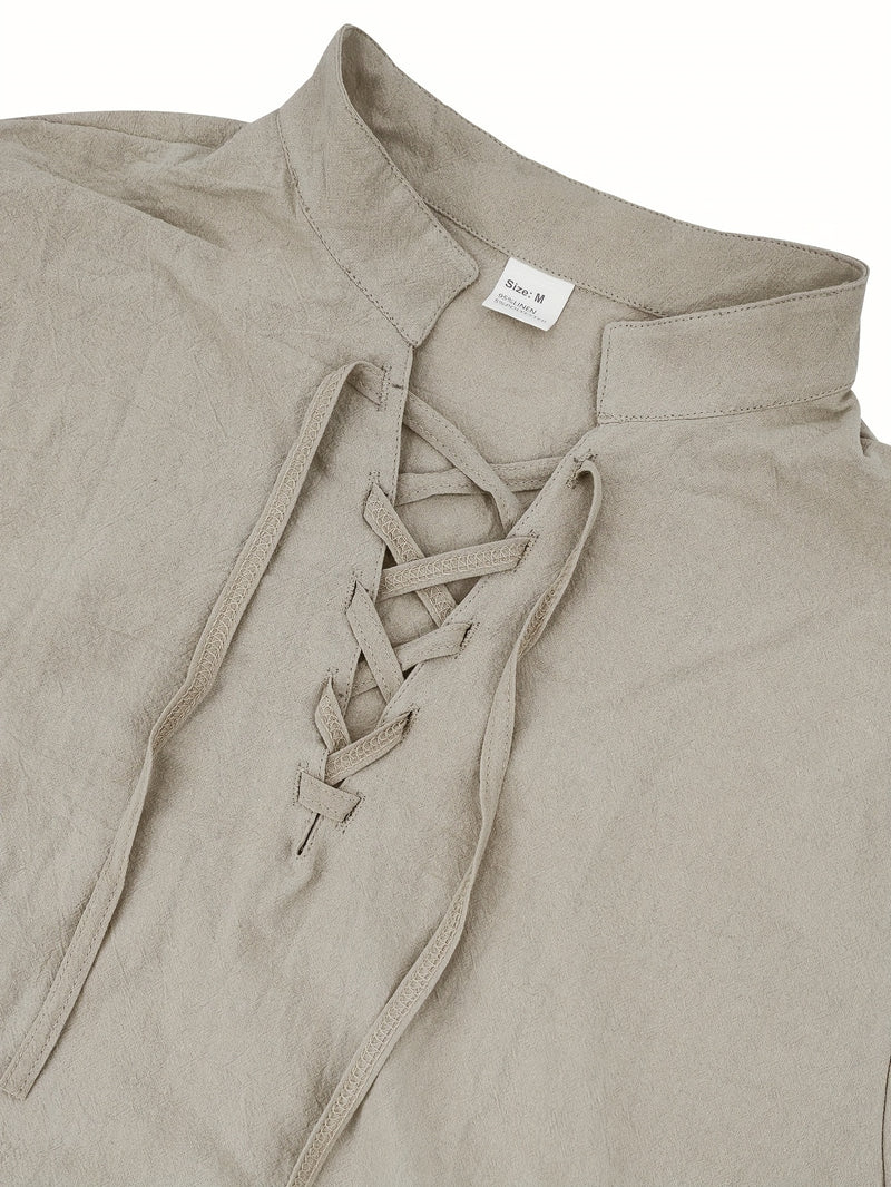 Men's Breathable Fabric Short-Sleeve V-Neck Oversized Casual T-Shirt.