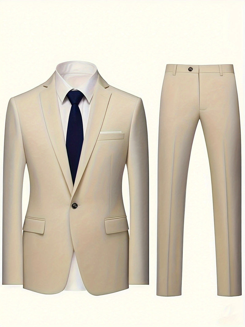 Men's 2pcs Suit, Including a Blazer And Trousers.