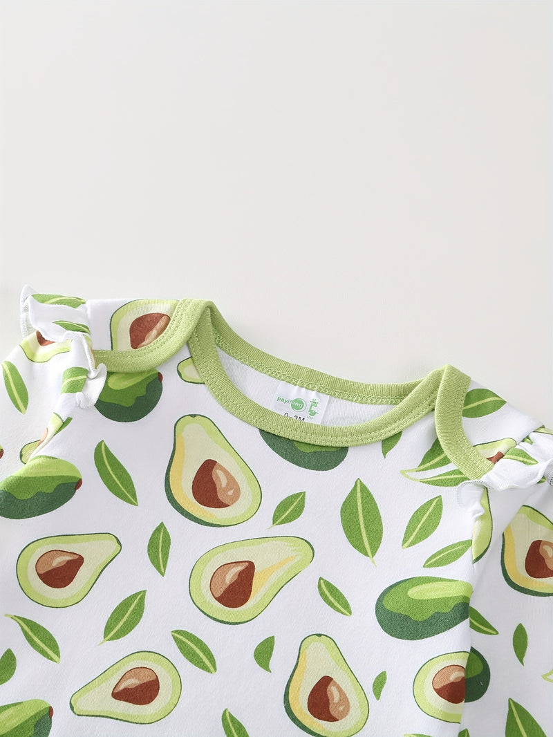 Baby Long-Sleeved Triangle Romper Pants Hat Socks Set.