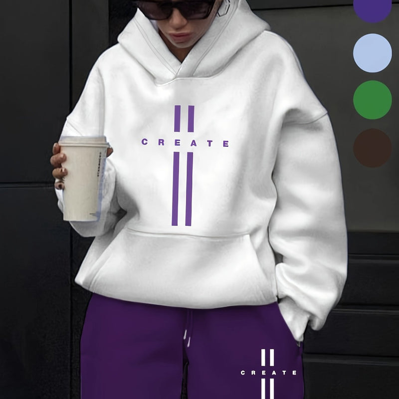 Women's Fashion Casual Letter Pattern Print Set.