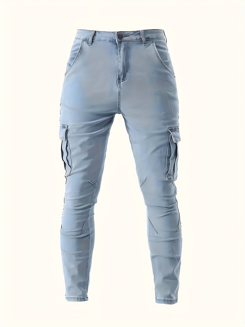 Men's Trendy Casual Long Pants with Multiple Pockets.