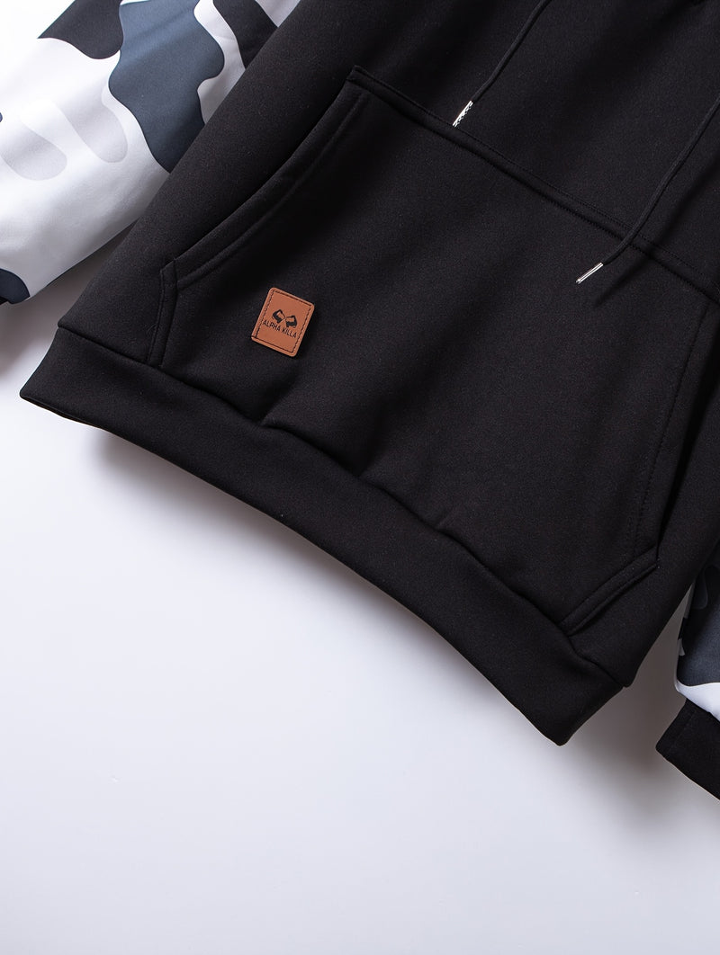 Men’s A Set of Two Trendy Camouflage Hoodies with a Half-Zip Design.