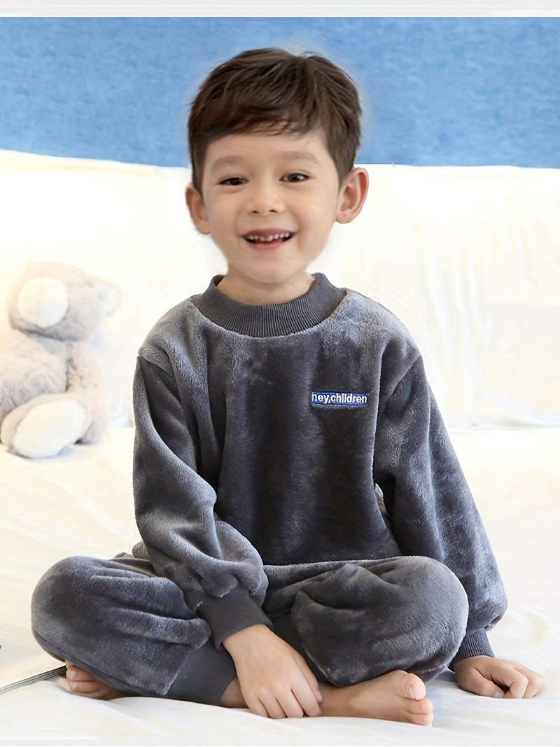 Coral Fleece Set with Fashionable Embroidery.