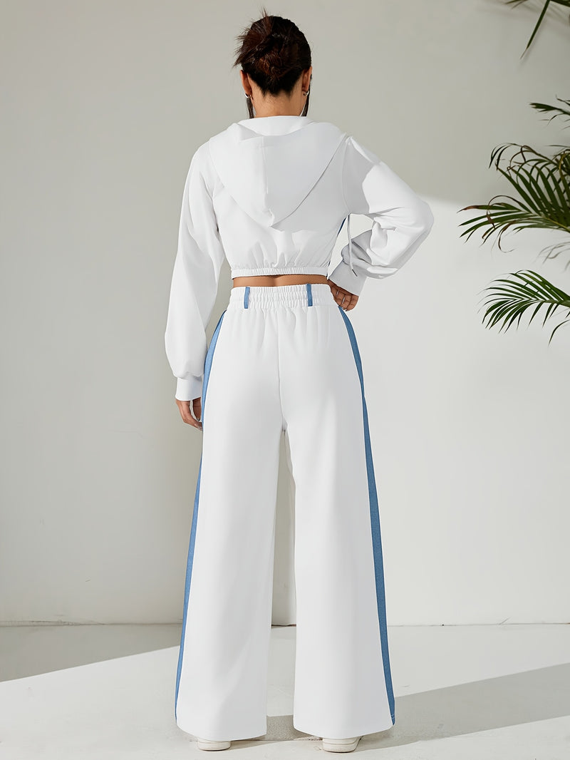 Women's Casual Elegant Straight-Leg Pants Spliced Suit.