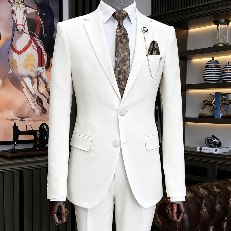 A Men'S Two-Piece Suit Featuring a Easy And Stylish Design.