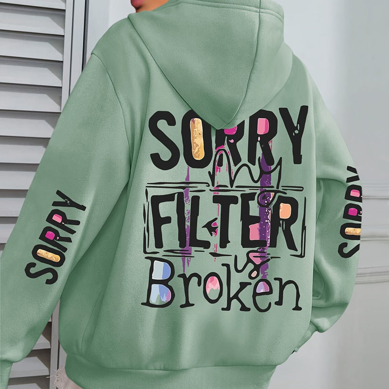 Women’s Sorry Slogan Print Hoodie.