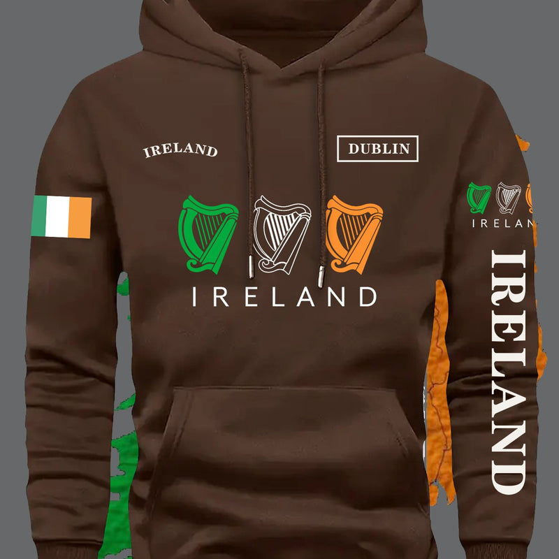 Men's Brown Ireland Flag Graphic Hoodie.