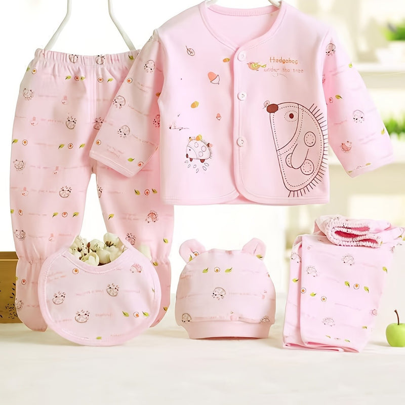 5pcs Baby 0-3m Set, All-Season Casual Outfits for Boys and Girls.