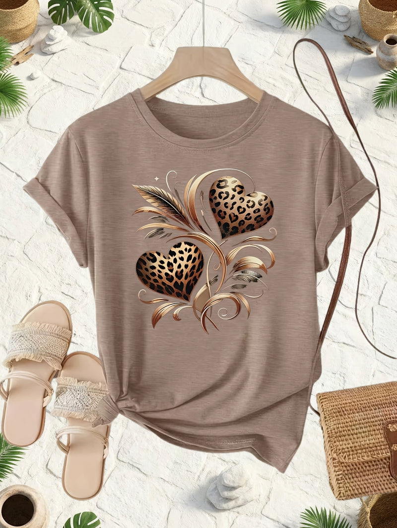 Women's Short-Sleeve Blouse - Summer Round Neck T-Shirt.