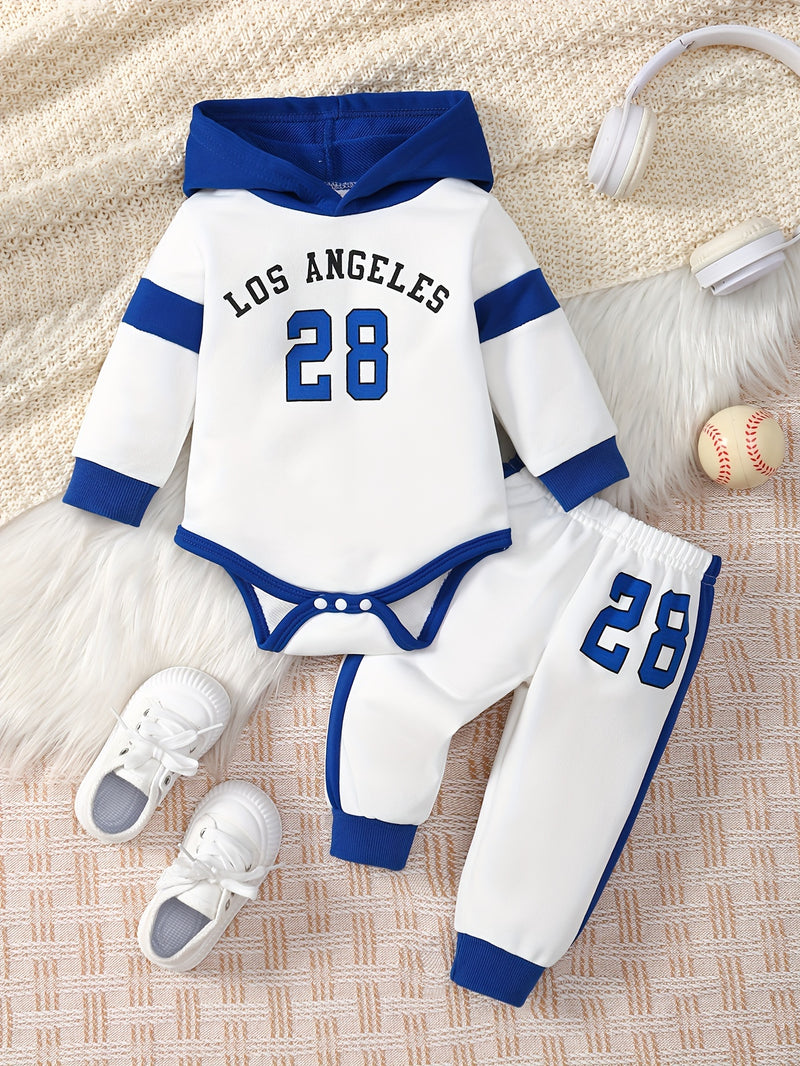 Boys' 'LOS ANGELES 28' Hooded Romper & Joggers Set.