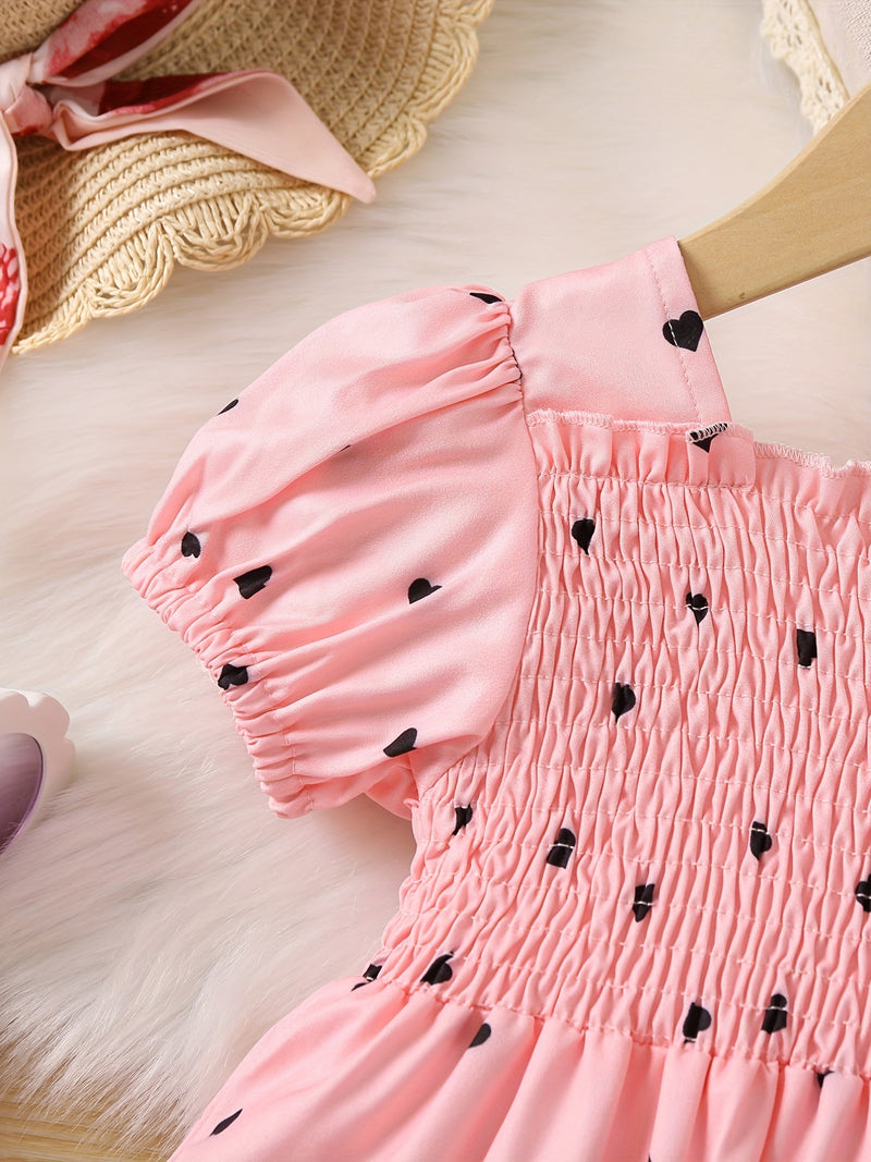 Ramadan Adorable Heart-Print Tunic Dress For Girls.