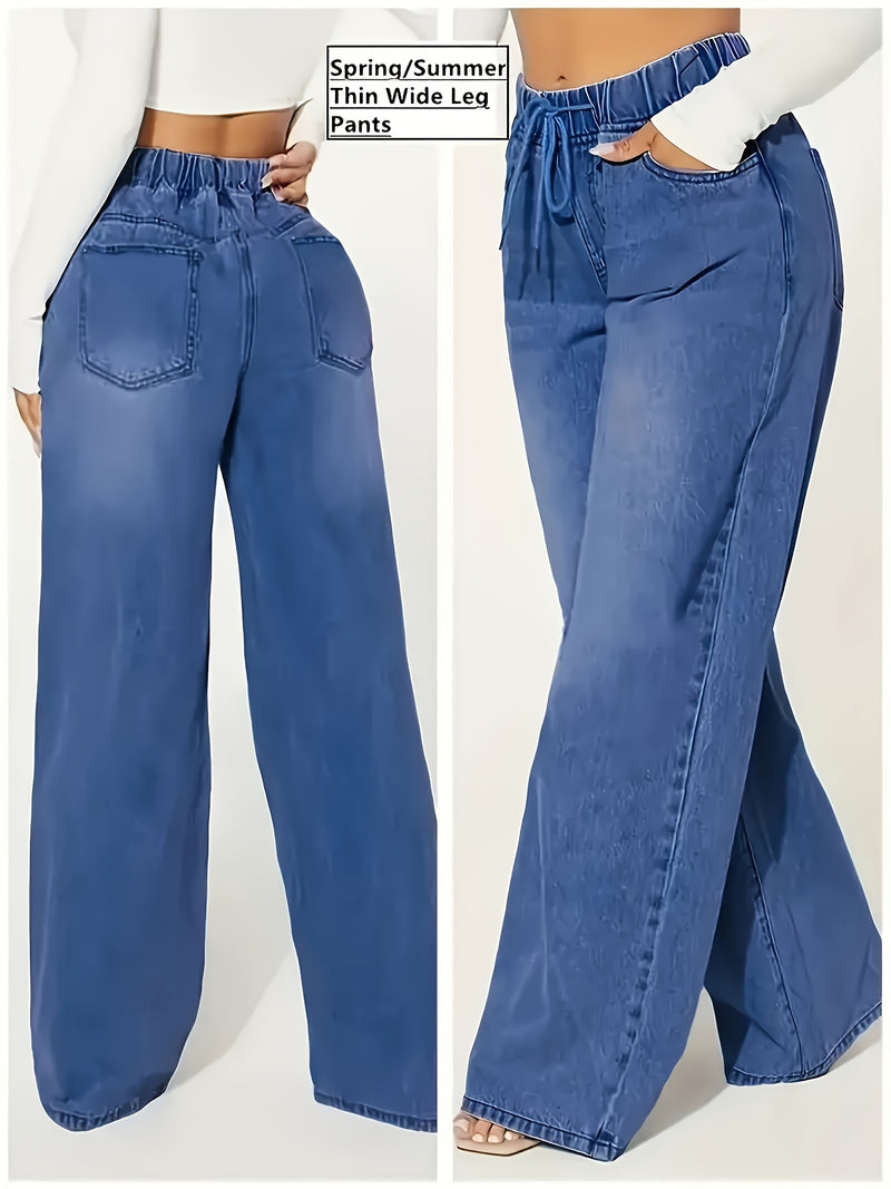 A Pair of Women's Stylish Loose-Fit Straight-Leg Jeans.