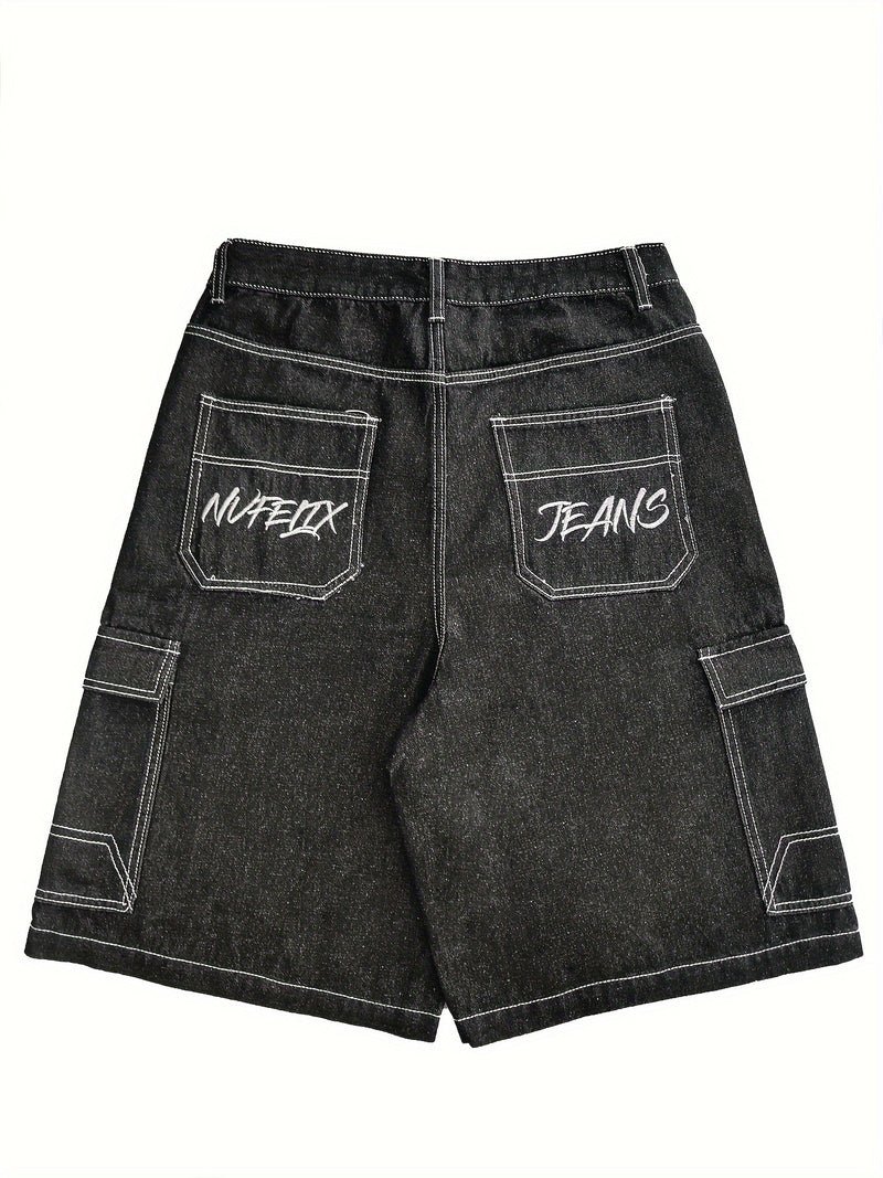 Women’s Letter Embroidered Loose Wide-Leg Shorts.