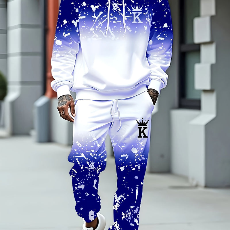 Men's Casual Sportswear Set - Fashionable American Letter.