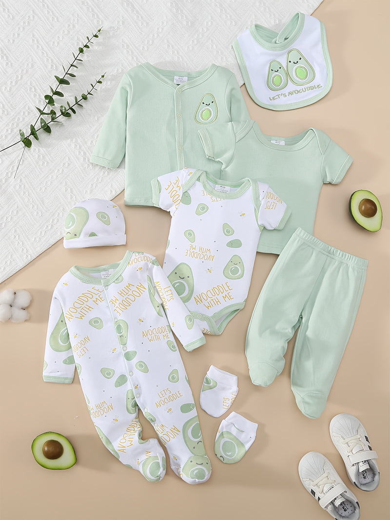 8pcs Set for Boys And Girls Featuring a Comfortable And Soft Cartoon Avocado.