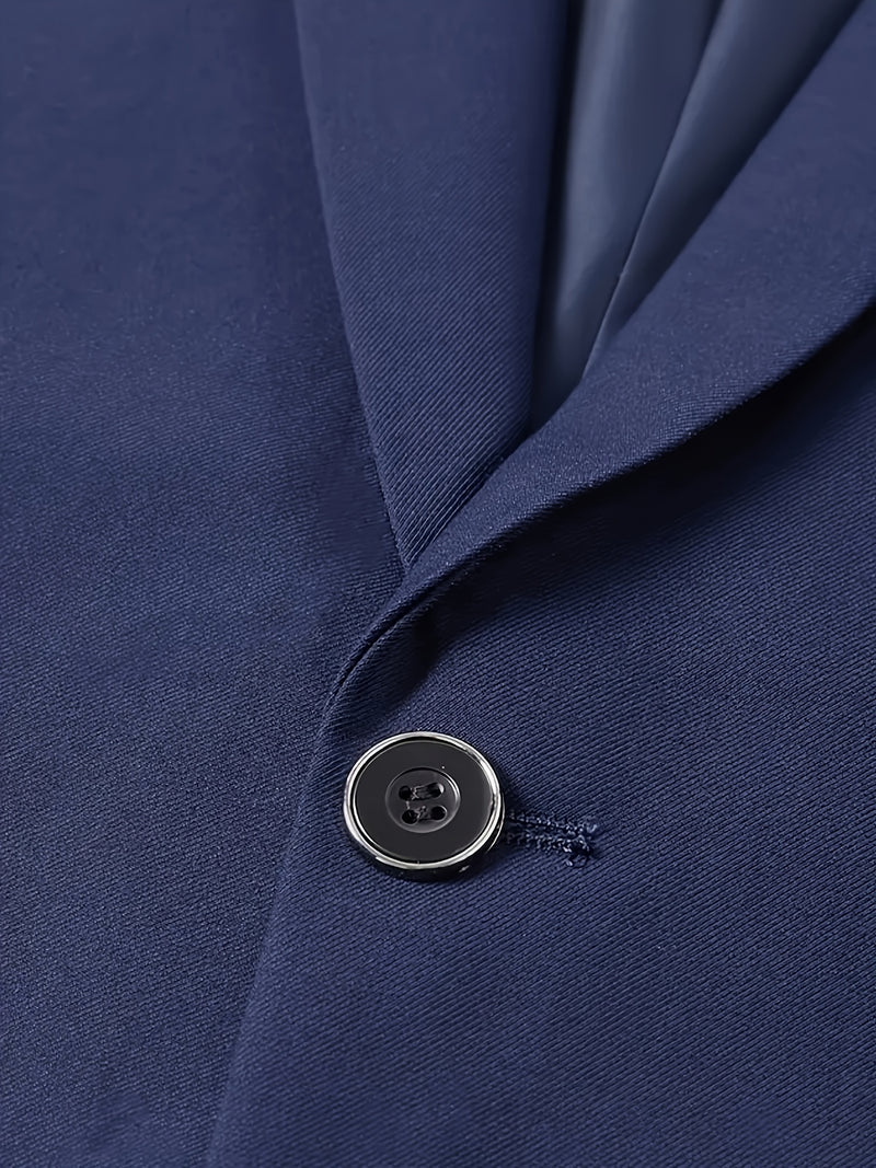 Men'S Single-Breasted Double-Button Business Suit with Notch Lape.