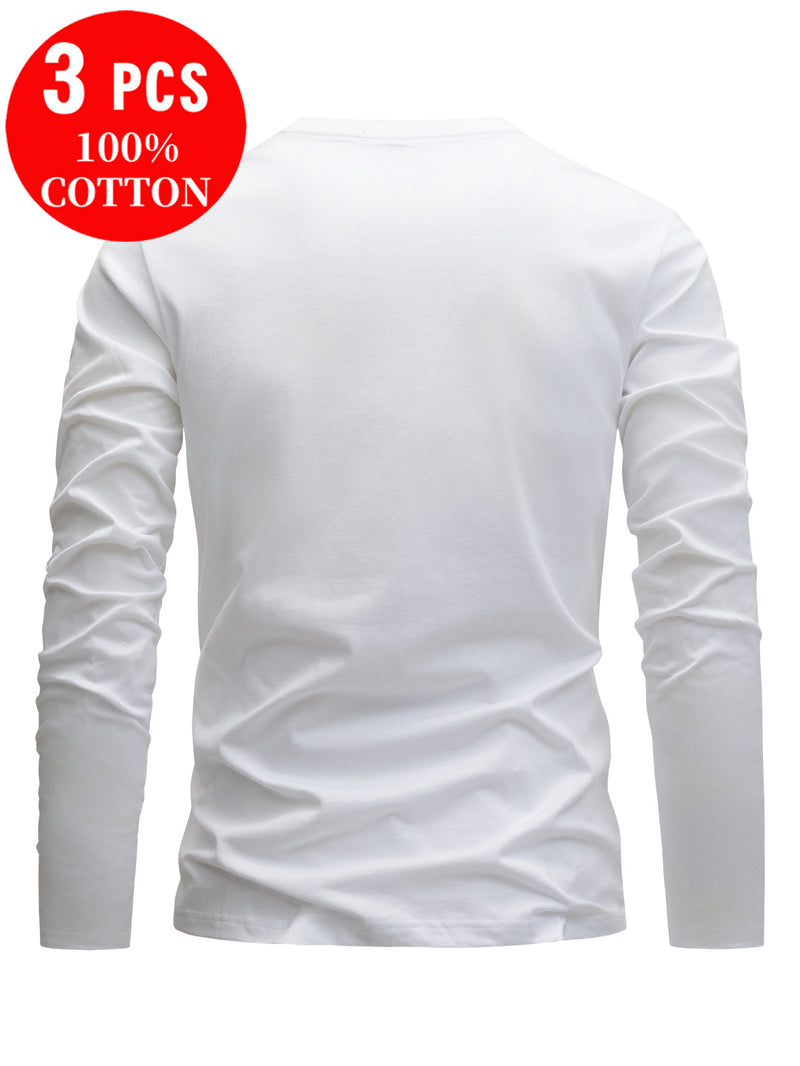 3pcs Men’s Cotton T-Shirts Casual Crew Neck.