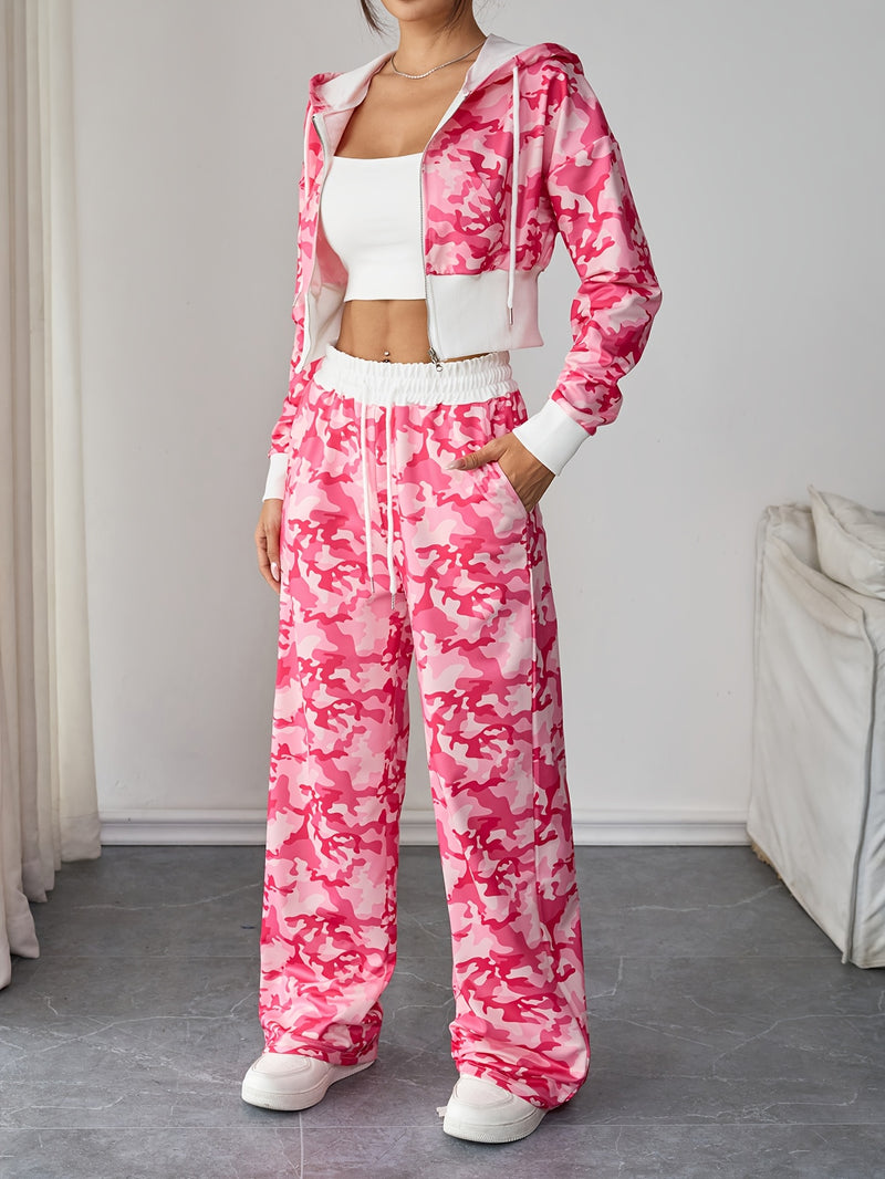 Women's Two-Piece Set, Spring/Autumn Long Sleeve Hooded.