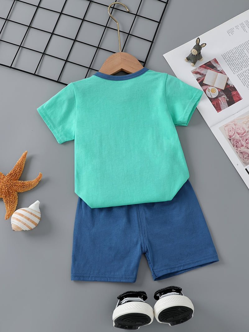 3pcs Cute Casual Pure Cotton Short-Sleeve and Shorts Set.