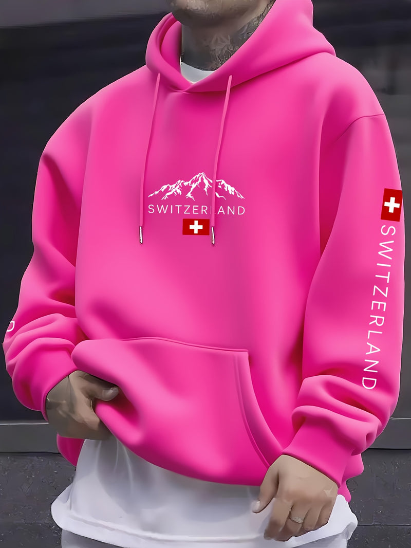 Men'S & Women'S Swiss Flag & Matterhorn Mountain Graphic Hooded Sweatshirt.