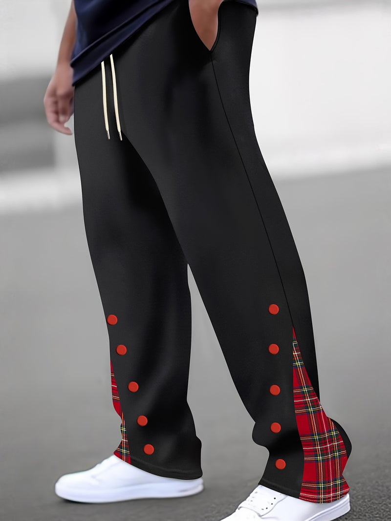 Men's Cuffed Button-tab Trousers, Stylish Sport Casual Pants.