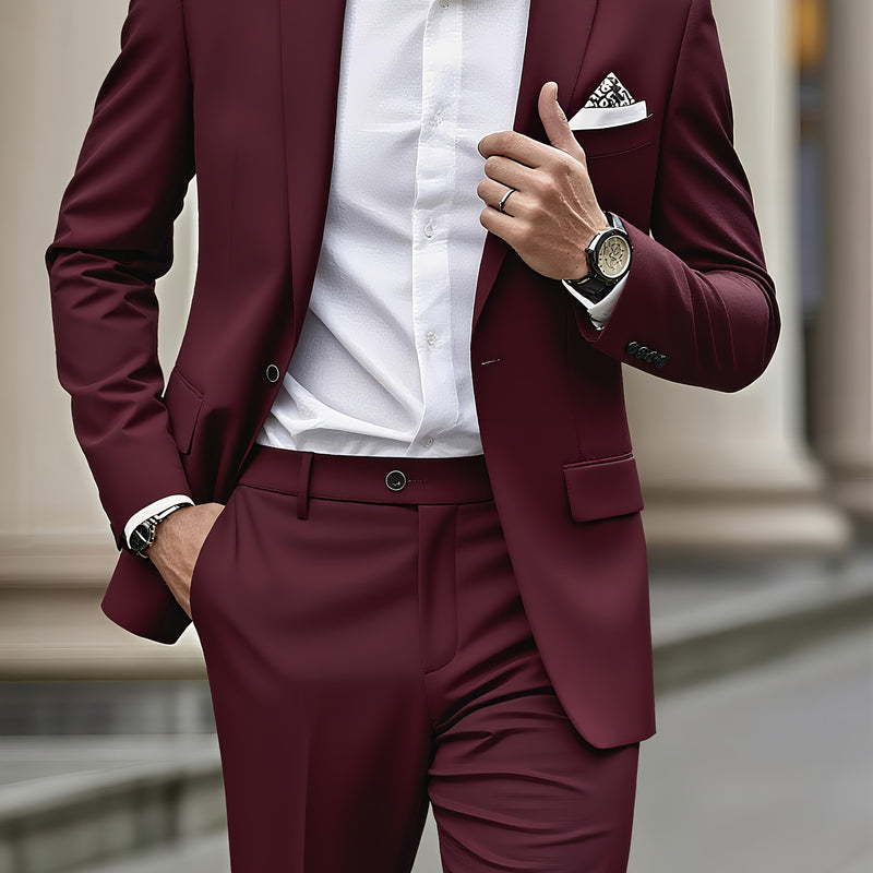 Men's 2pcs Suit Set, Blazer + Trousers, Stylish and Elegant Attire.