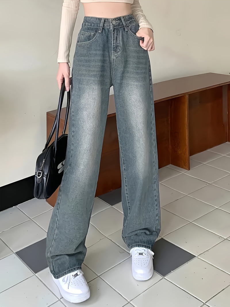 Vintage High-Waisted Straight-Leg Women's Jeans.