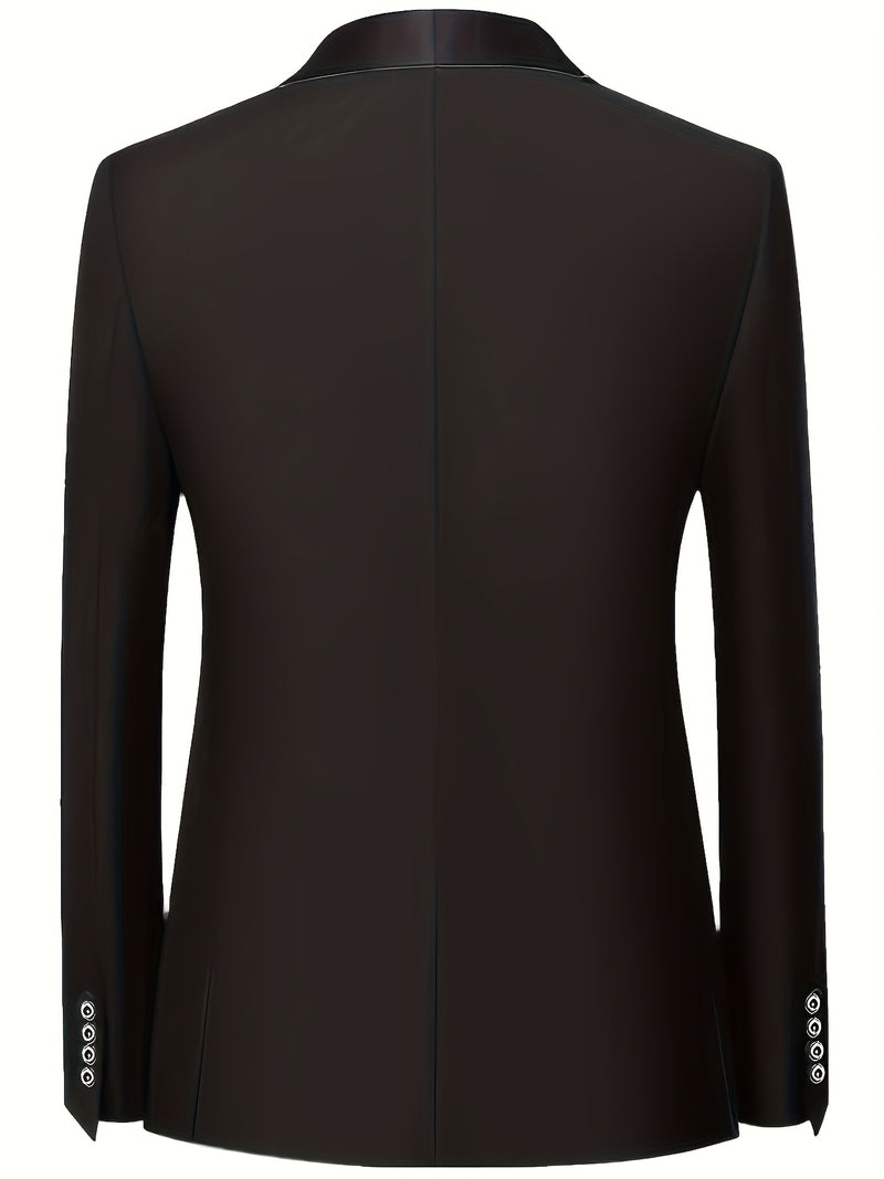 Men's 3pcs Suit with Notch Lapel, Business Formal Set, Includes Jacket.