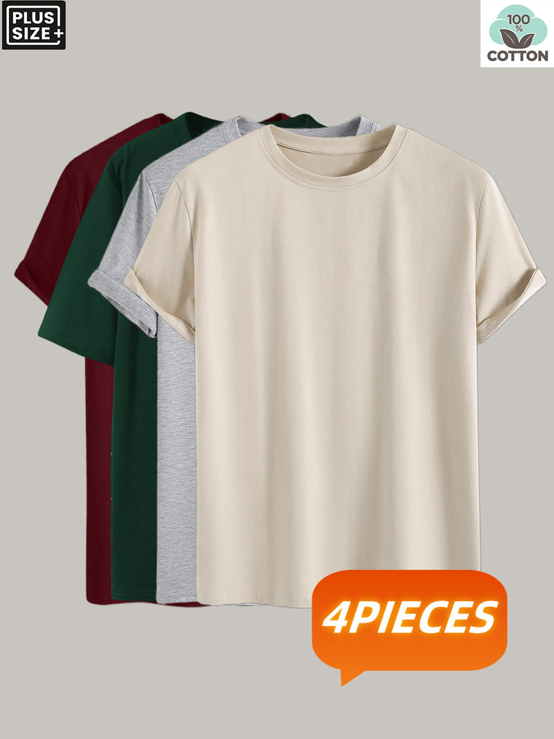 4 pcs  Men's Trendy Solid Color T-Shirts.